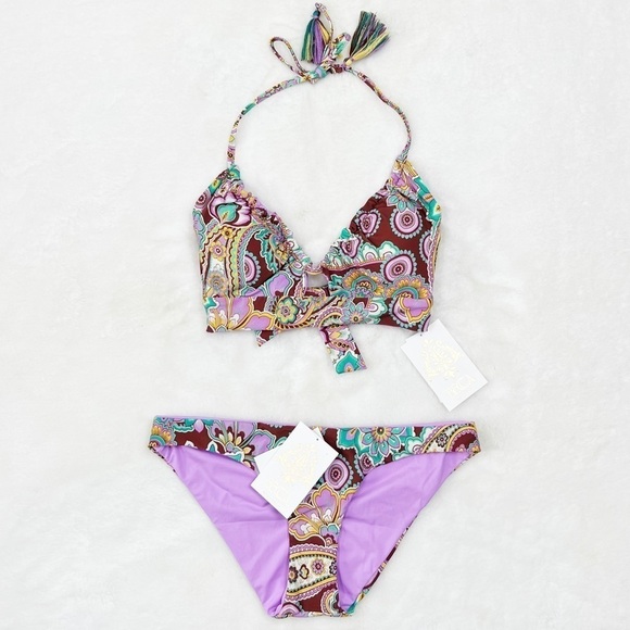 NWT Becca by Rebecca Virtue Groovy Floral Candace Top & Matching Bottoms - Picture 4 of 7